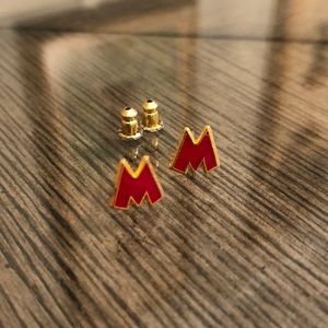 Vintage “M” Initial Mickey Mouse Font Letter Earrings